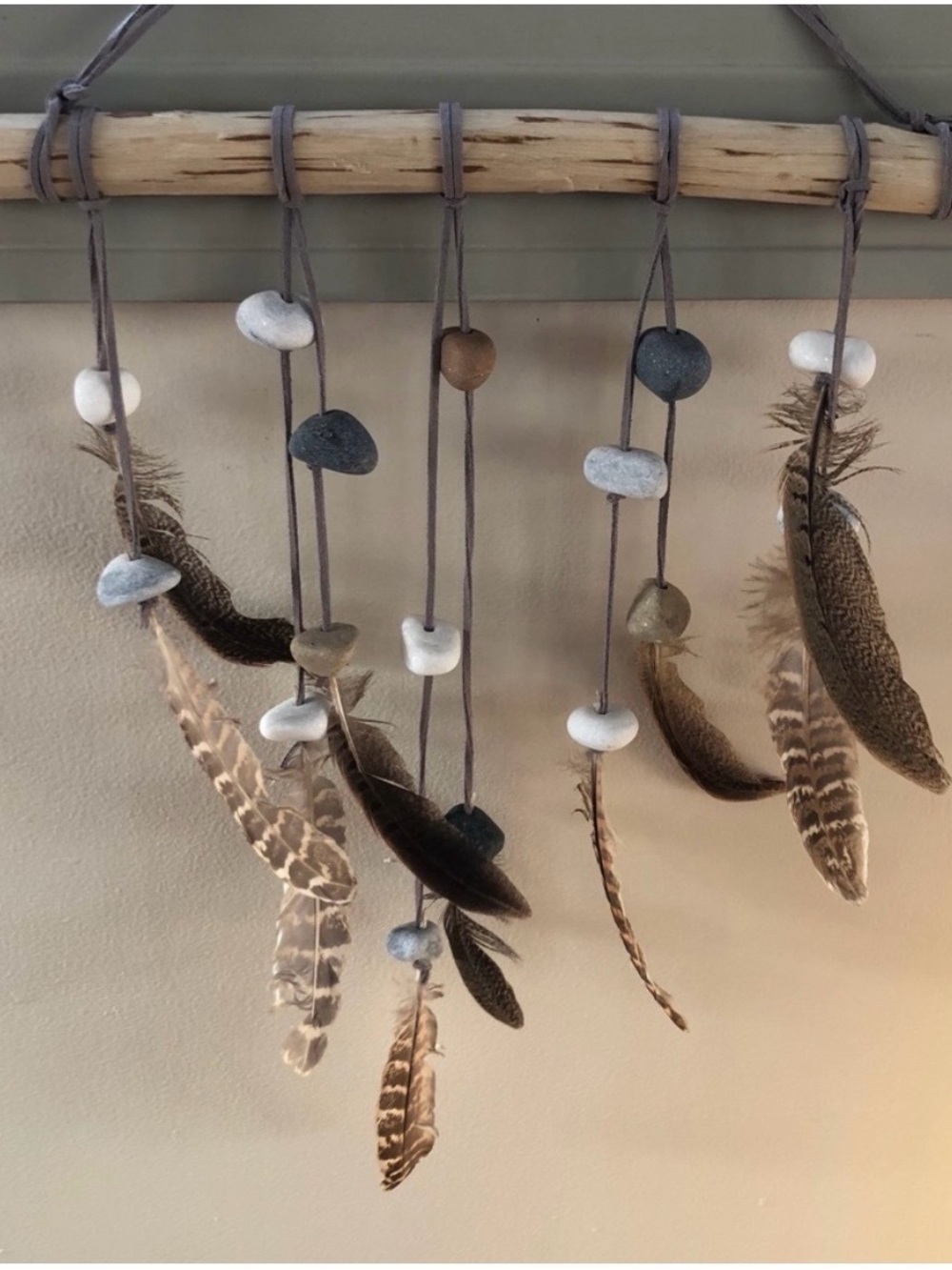 Feather and Stone Wall Hanging